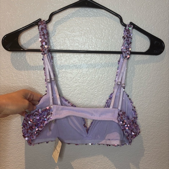 Free People Purple Floral Bra Intimates - Picture 3 of 4